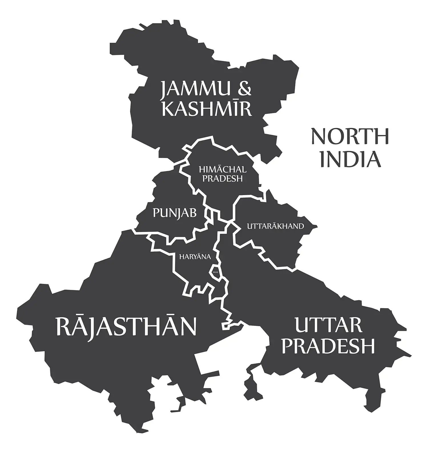 North India states Map